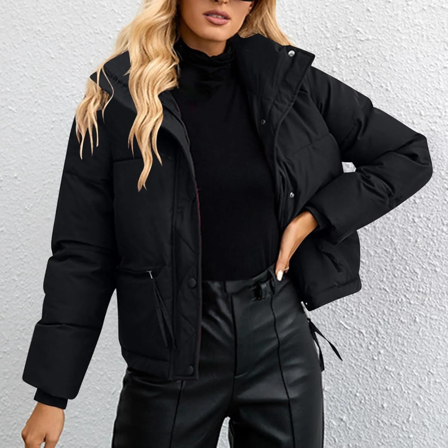 Women's Down Jackets Thicken Lightweight Parkas Solid Winter Coats Womens Fashion Versatile Outerwear with Pockets