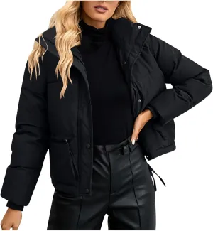 Women's Down Jackets Thicken Lightweight Parkas Solid Winter Coats Womens Fashion Versatile Outerwear with Pockets