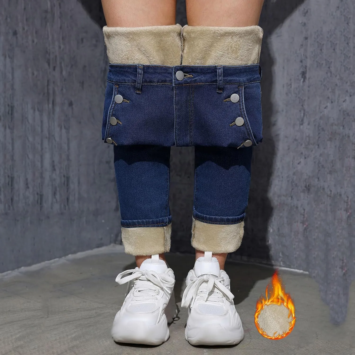 Womens Fleece Lined Jeans High Waisted Thermal Leggings Warm Skinny Denim Pants Stretch Jean Leggings Winter Pants