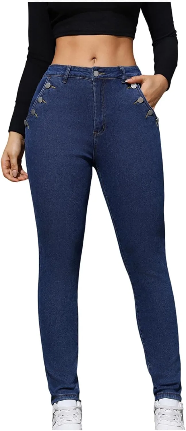 Womens Fleece Lined Jeans High Waisted Thermal Leggings Warm Skinny Denim Pants Stretch Jean Leggings Winter Pants