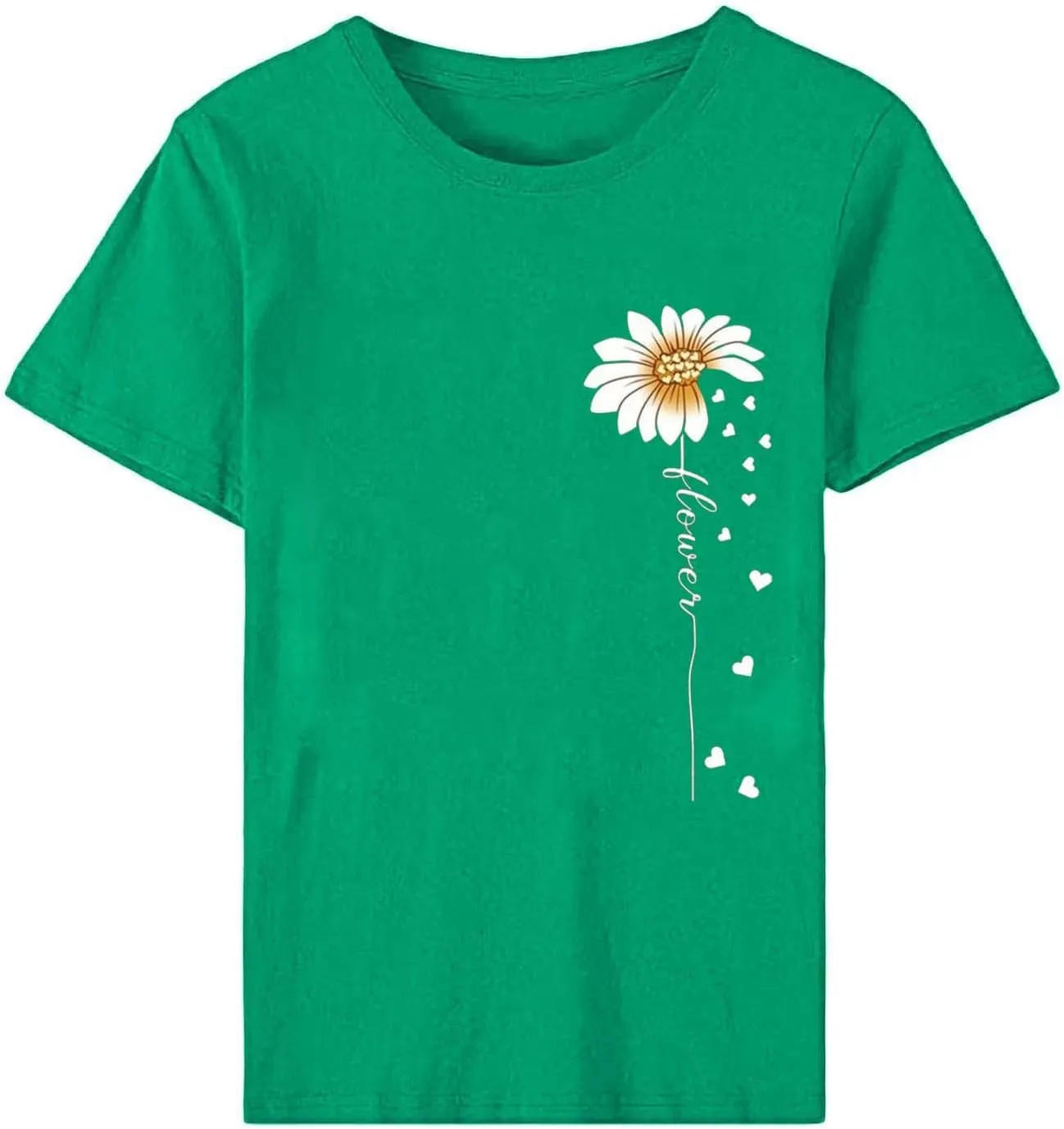 Womens Floral Print T-Shirt Short Sleeve Crew Neck Summer Tops Casual Loose Fit Basic Tee Shirts 2025 Trendy Clothes