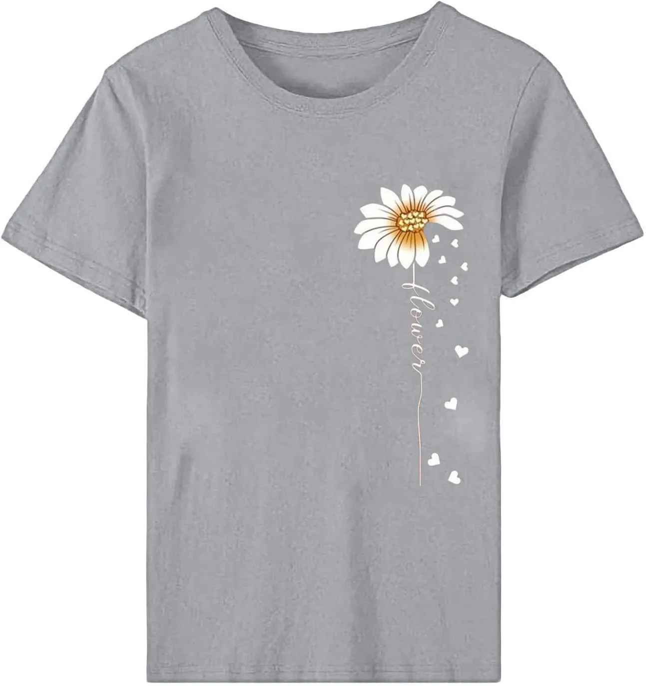 Womens Floral Print T-Shirt Short Sleeve Crew Neck Summer Tops Casual Loose Fit Basic Tee Shirts 2025 Trendy Clothes
