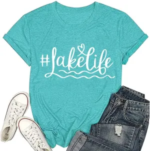 Womens Graphic Tees Funny Sayings Letter Print Casual Top Workout Basic Tunic Shirt