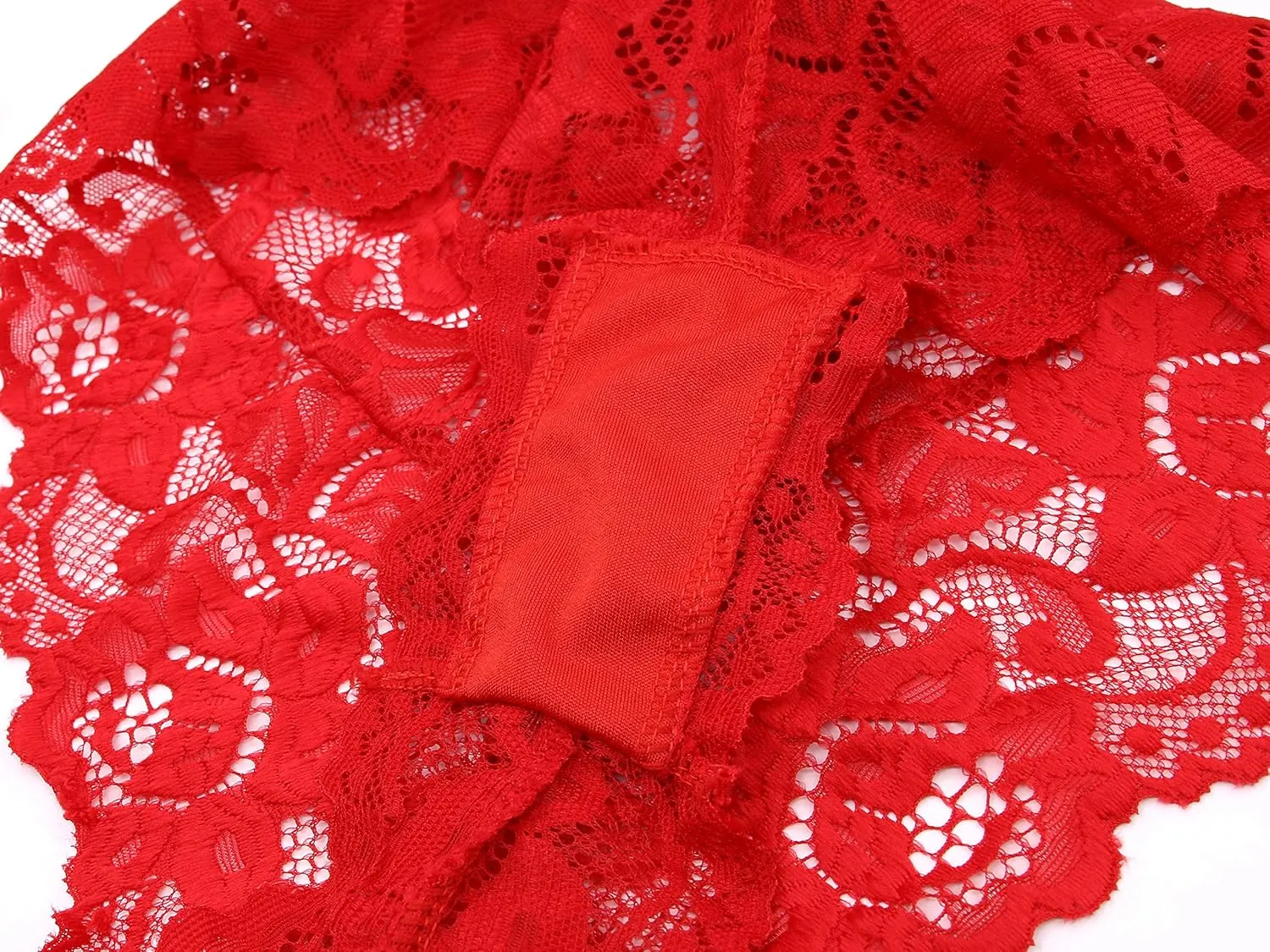 Womens Halter Lingerie Lace Teddy Bodysuit Nightwear Deep V Lace Babydoll Underwear Plus Size