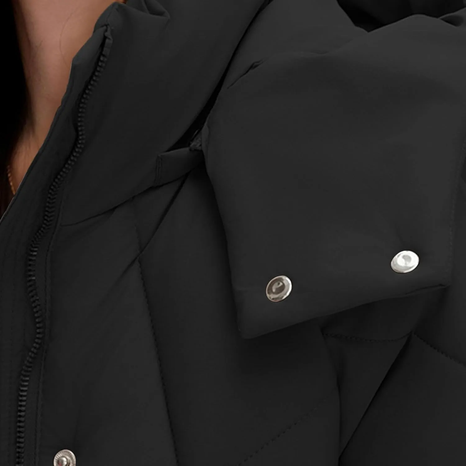 Womens Long Quilted Coat Long Sleeve Zipper Puffer Jacket Solid Hooded Padded Down Coats Thick Warm Winter Outerwear