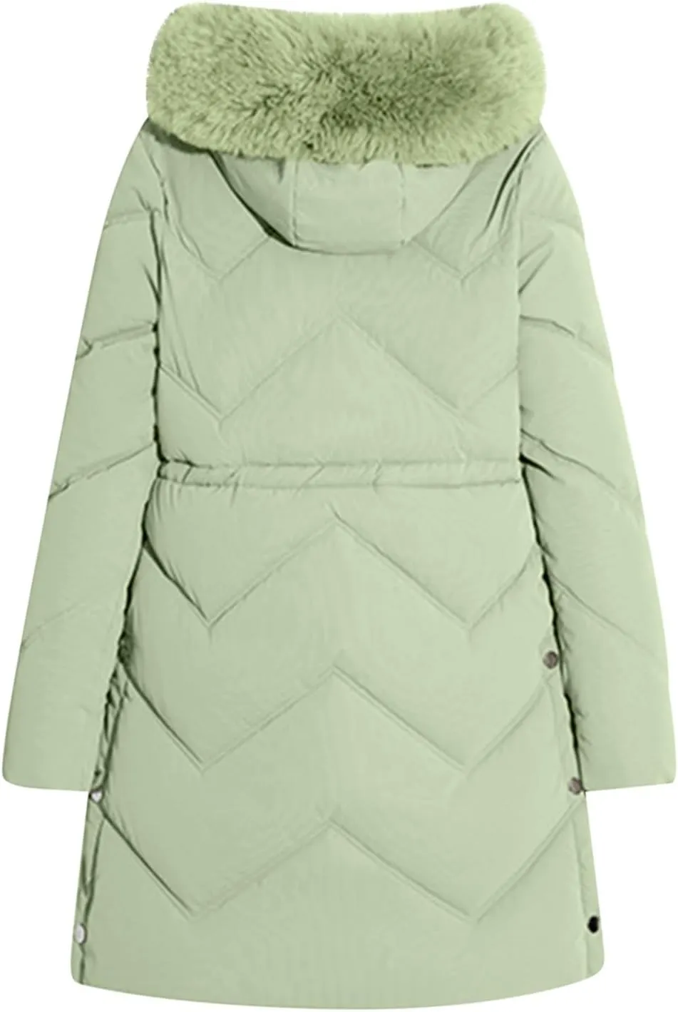 Women's Long Winter Puffer Coat 2024 Trendy Thickened Warm Down Jacket Windproof Parka Outerwear With Faux Fur Hood