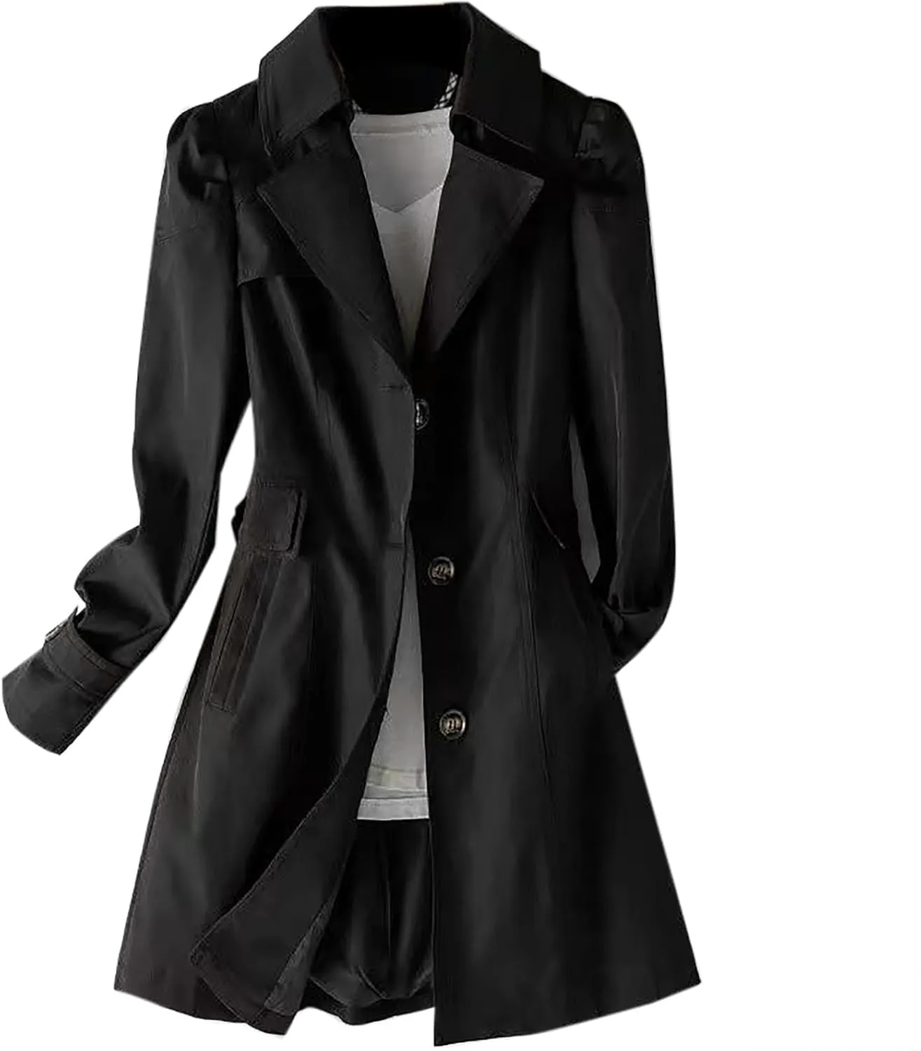 Women's New Slim Fit Women's Korean Version Double Breasted Small Mid Length Trench Coat Ladies Fall Sweaters