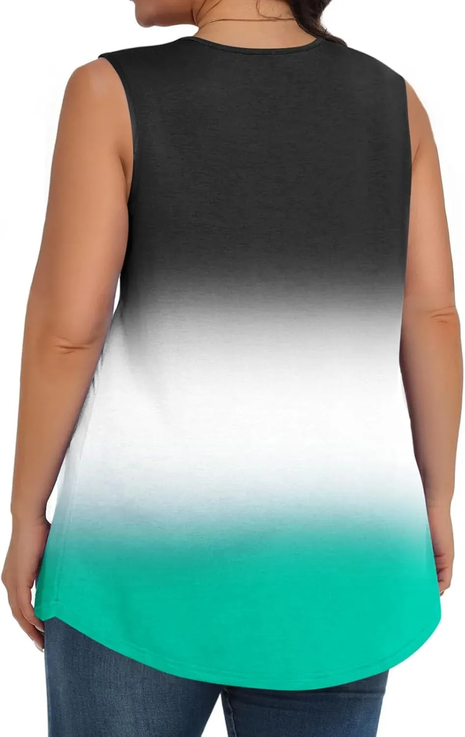 Womens Plus Size Tank Tops Summer Sleeveless Shirts Workout Basic Gradient Comfy Tanks Tee Tunics Flowy Pleated Blouse
