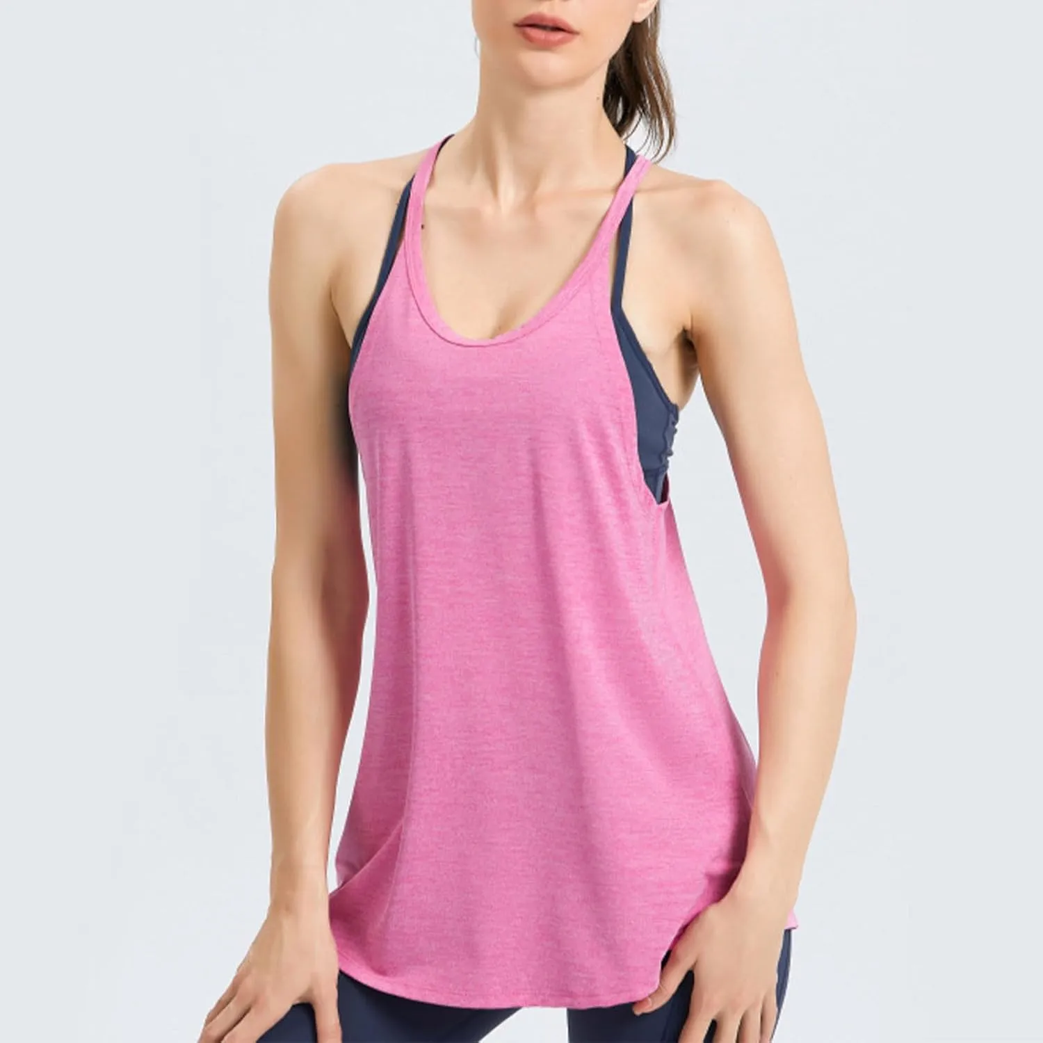 Womens Ribbed Tank Top Sleeveless Yoga Tops Casual Loose Flowy Crew Neck Quick Drying Workout Summer Tank Blouse