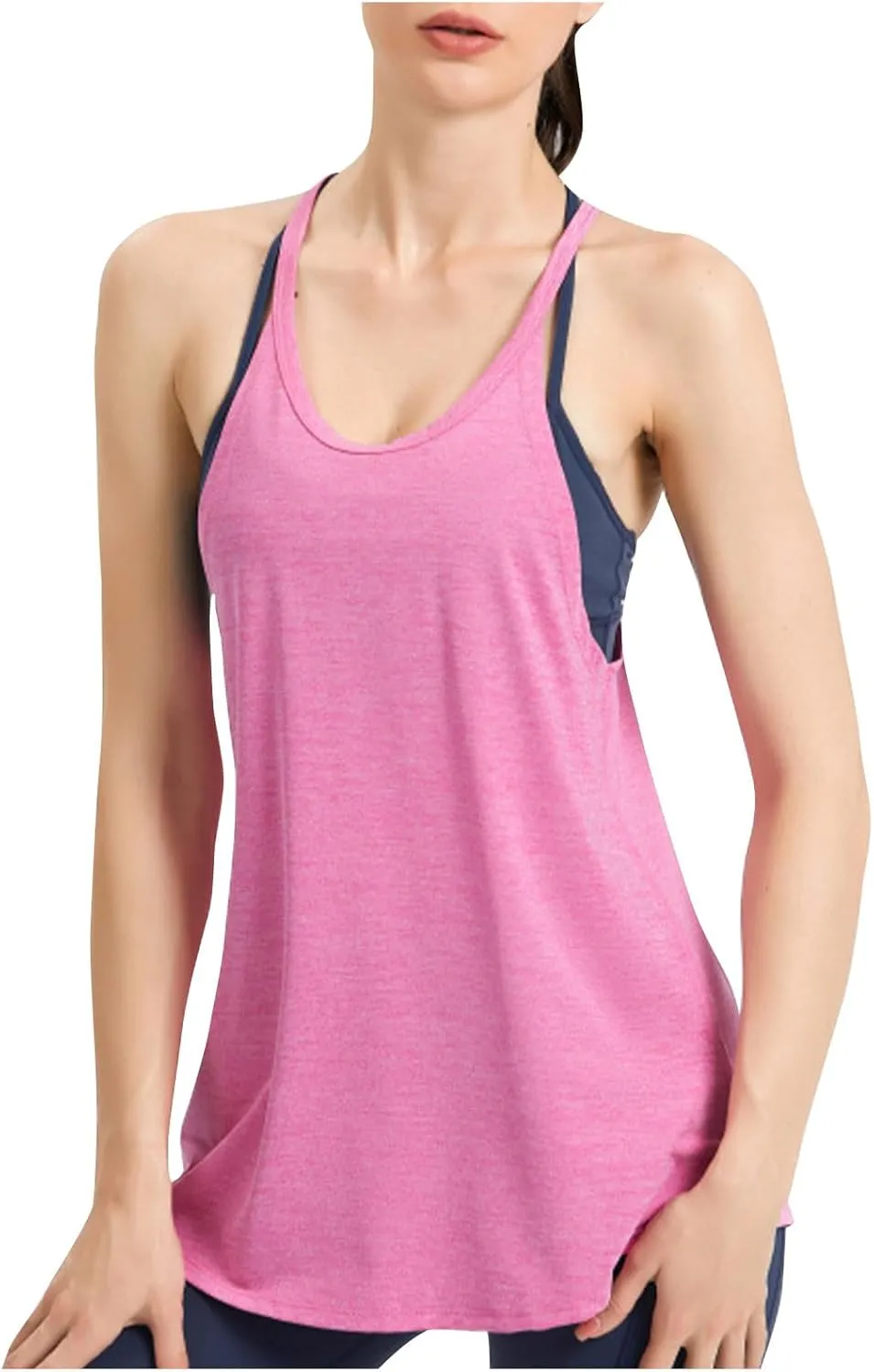 Womens Ribbed Tank Top Sleeveless Yoga Tops Casual Loose Flowy Crew Neck Quick Drying Workout Summer Tank Blouse