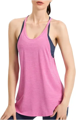 Womens Ribbed Tank Top Sleeveless Yoga Tops Casual Loose Flowy Crew Neck Quick Drying Workout Summer Tank Blouse