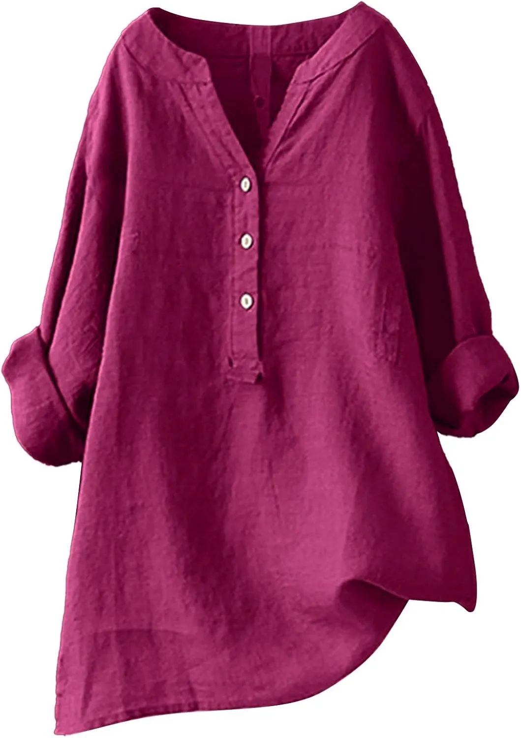 Womens Solid Color Linen Short Sleeve T Shirt Summer Comfy Casual Plus Size Tunic Tops V Neck Loose Fit Tshirt