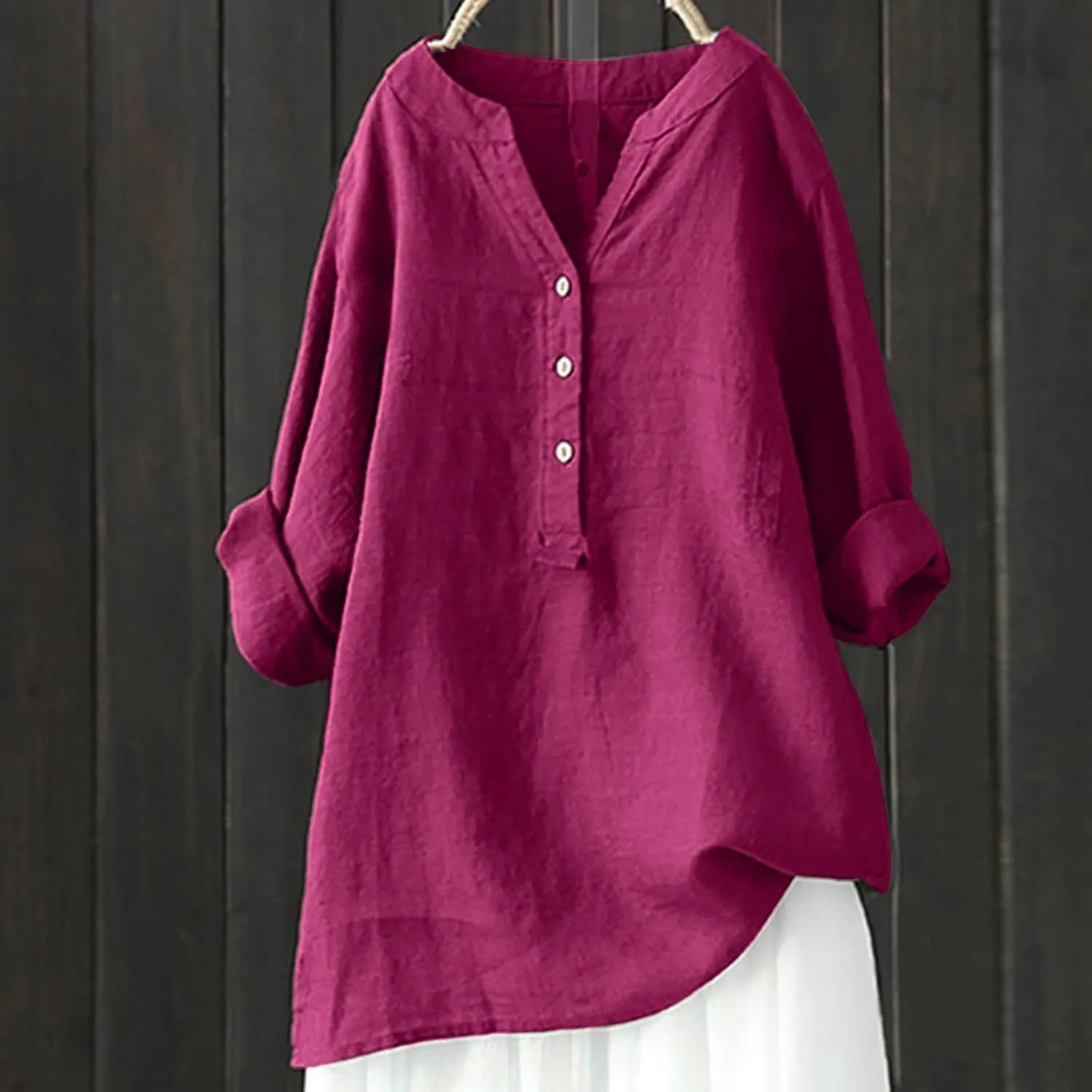 Womens Solid Color Linen Short Sleeve T Shirt Summer Comfy Casual Plus Size Tunic Tops V Neck Loose Fit Tshirt