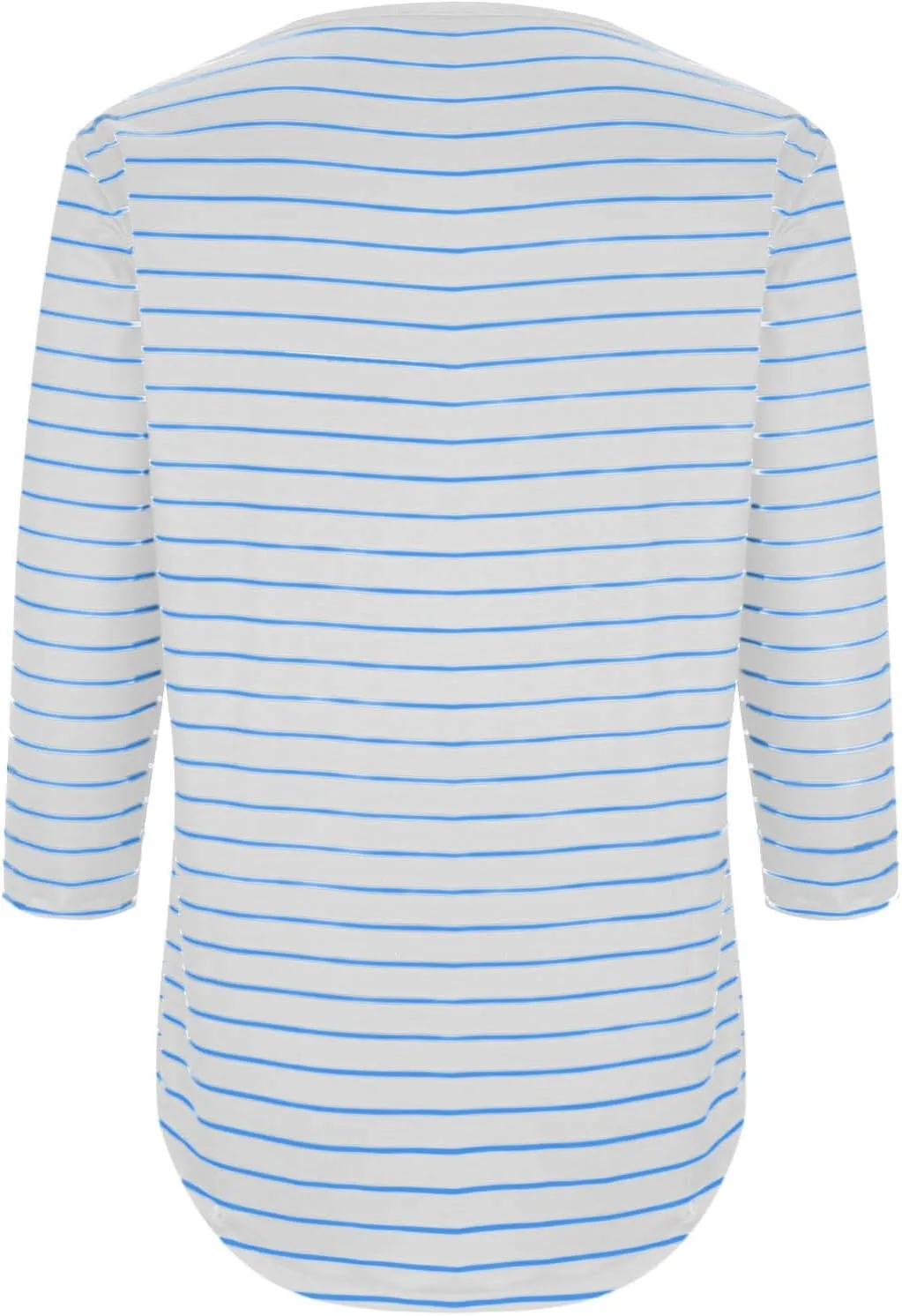 Womens Striped 3/4 Sleeve T-Shirt Comfy Crewneck Curved Hem Tunic Tops Summer Fashion Casual Fitted Soft Blouses