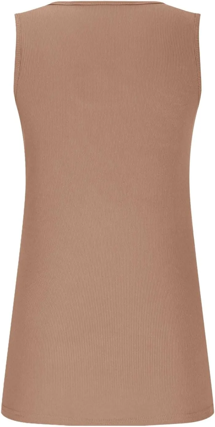 Womens Summer Cutout Tank Tops Ribbed Knit Sleeveless Shirts Slim Fitted Tanks Y2K Sexy Basic Tee Shirt Outfits