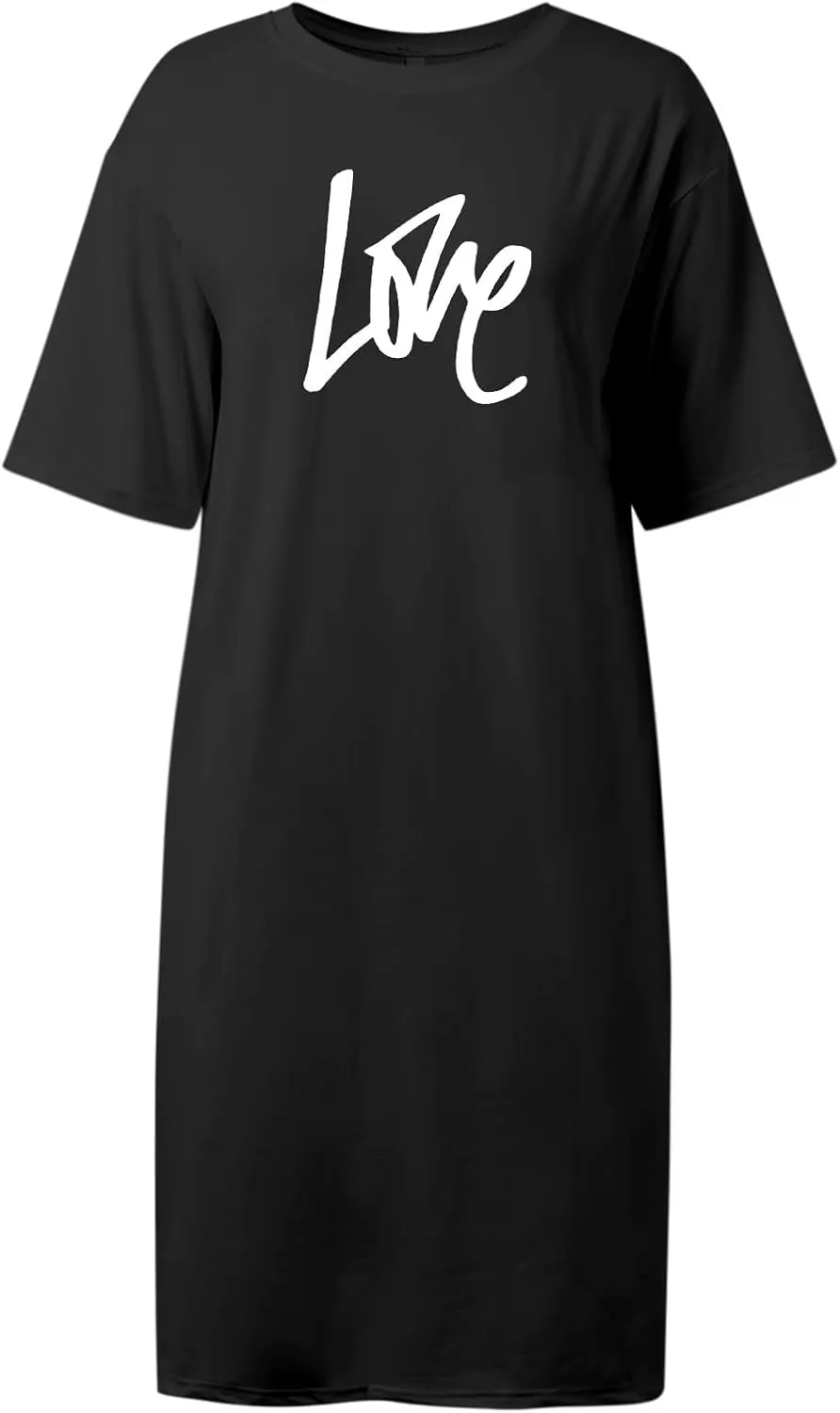 Women's Summer Loose Casual Mama Print Short Sleeve T Shirt Long Dress Casual Dresses Midi Length