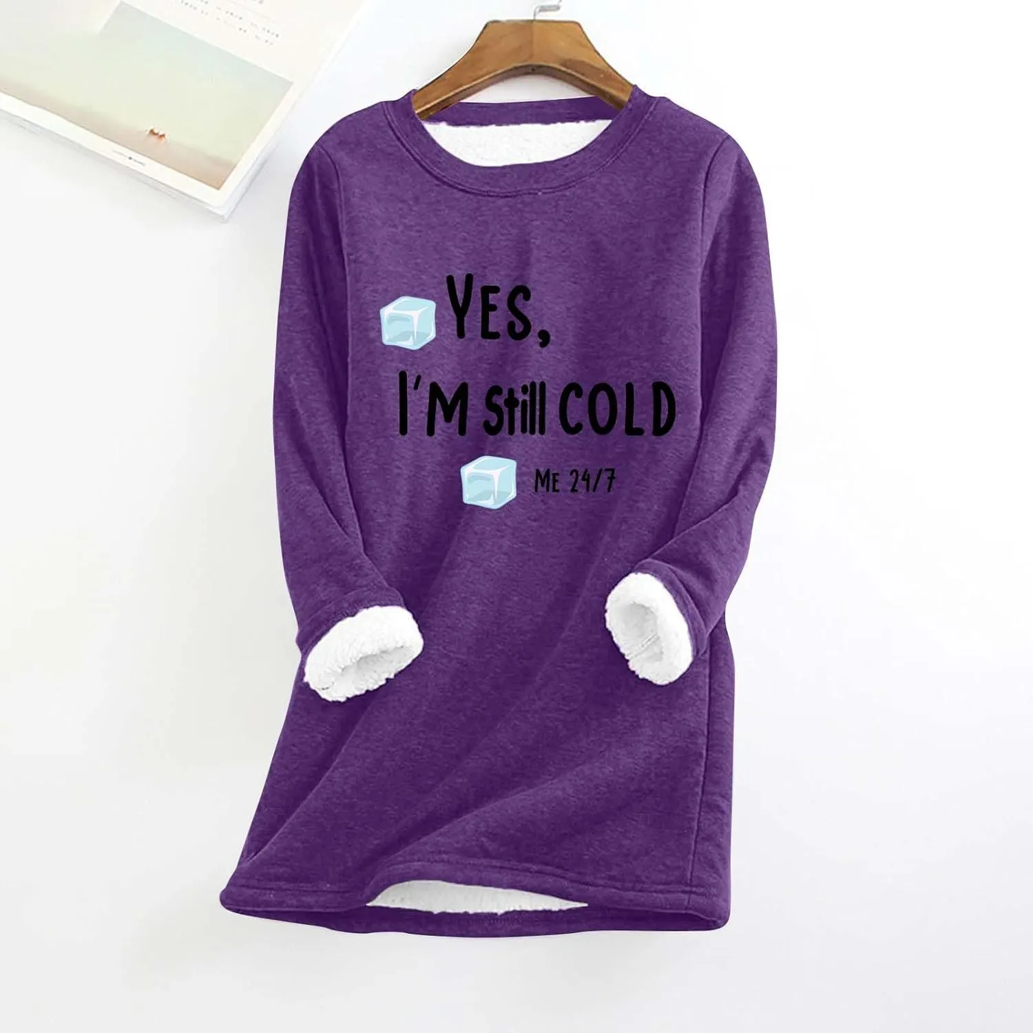 Womens Sweatshirt Warm Sherpa Lined Fleece Pullover Tops Casual Crewneck Sweater Long Sleeve Pullover Loungewear