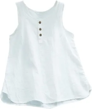 Womens Tank Top Plus Size Loose Casual Cotton Linen Solid Color T Shirts Scoop Neck Sleeveless Blouses for Women