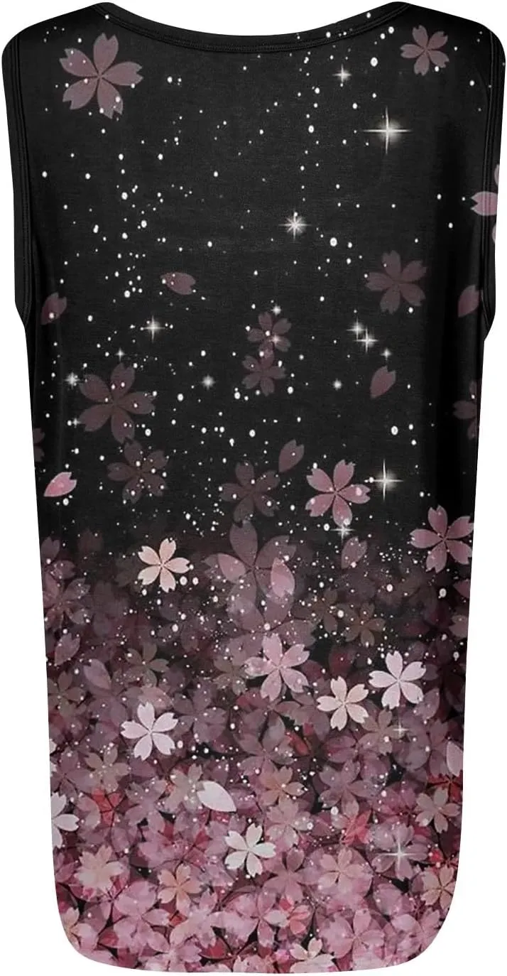 Womens Tank Tops Ruffled Square Neck Printed Shirts 2025 Summer Casual Loose Fit Sleeveless Cute Tanks Tee for Women