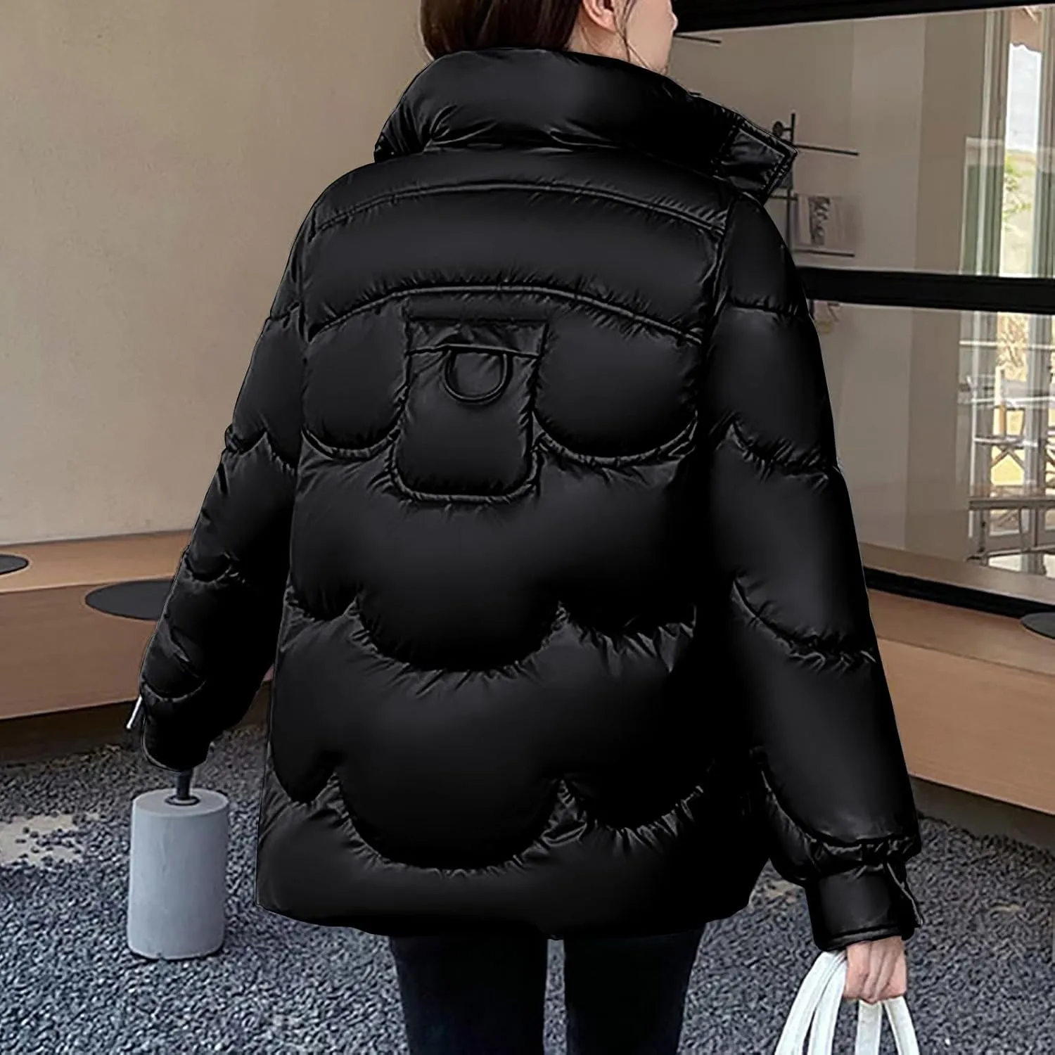 Women's Winter Coat Puffer Thicken Down Jacket Outdoor Shearling Warm Lightweight Casual Zipper 2024 Trendy Parka Outwear