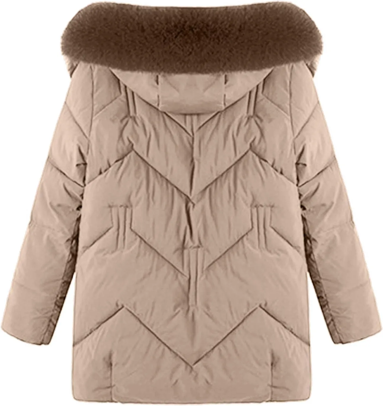Women's Winter Coats Faux Fur Trim Hooded Puffer Jackets Quilted Cropped Thickened Down Coats Casual Warm Outerwear