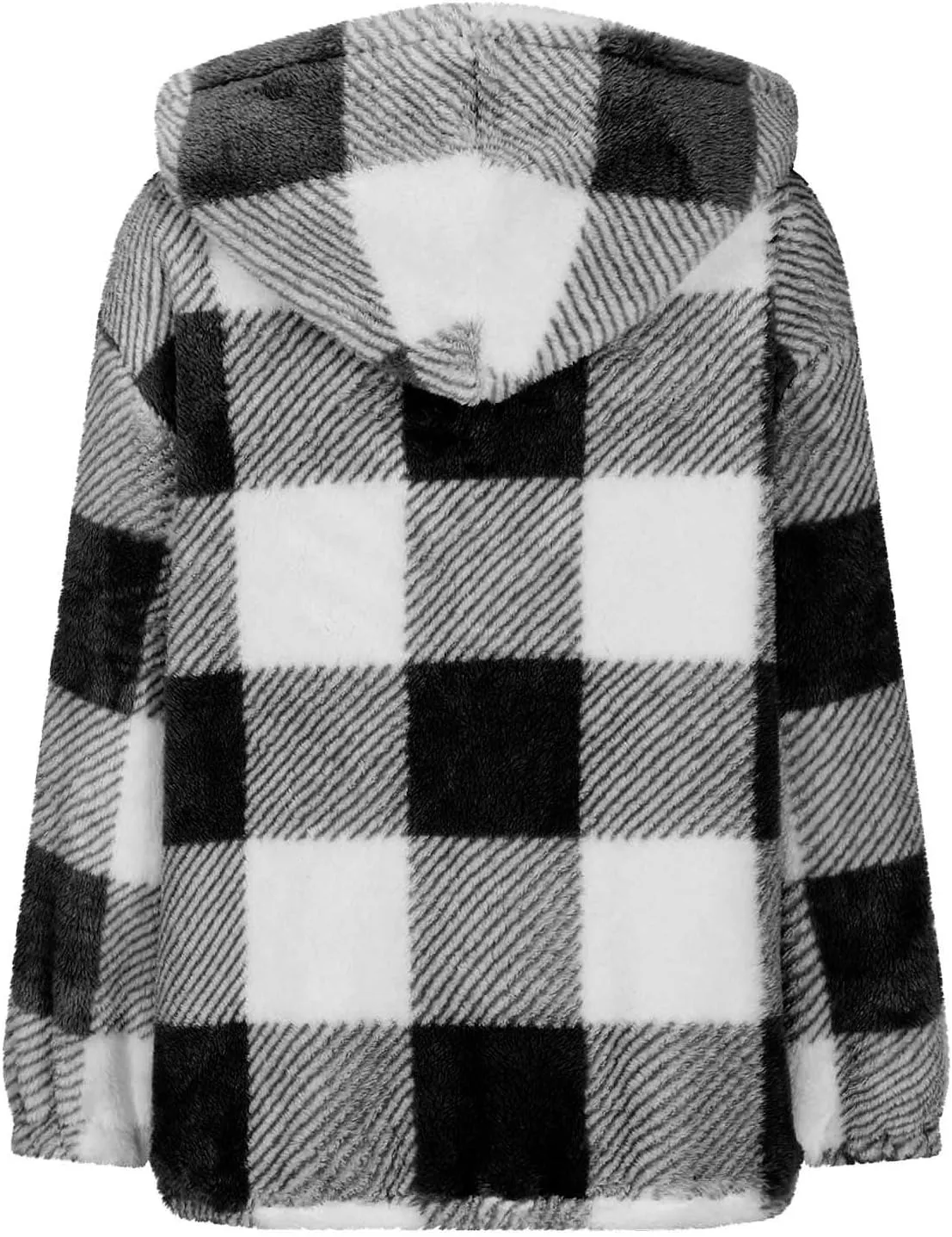 Womens Winter Coats Warm Plush Hooded Jackets Zip Up Button Cardigan Trendy Plaid Fleece Fuzzy Outerwear