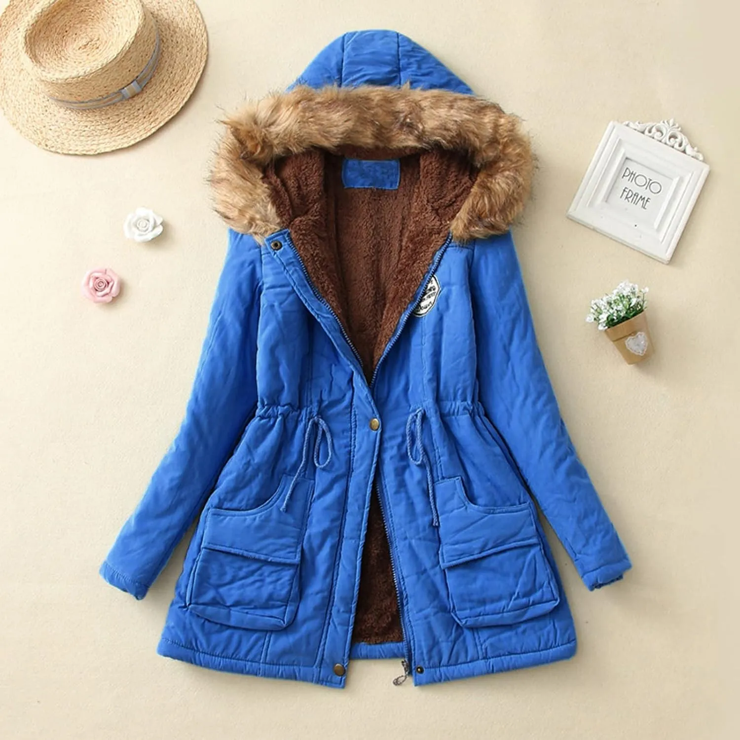 Womens Winter Coats Winter Mid Lenght Down Puffer Coats Ladies Lightweight Jackets With Hood Plus Size Wool Coats