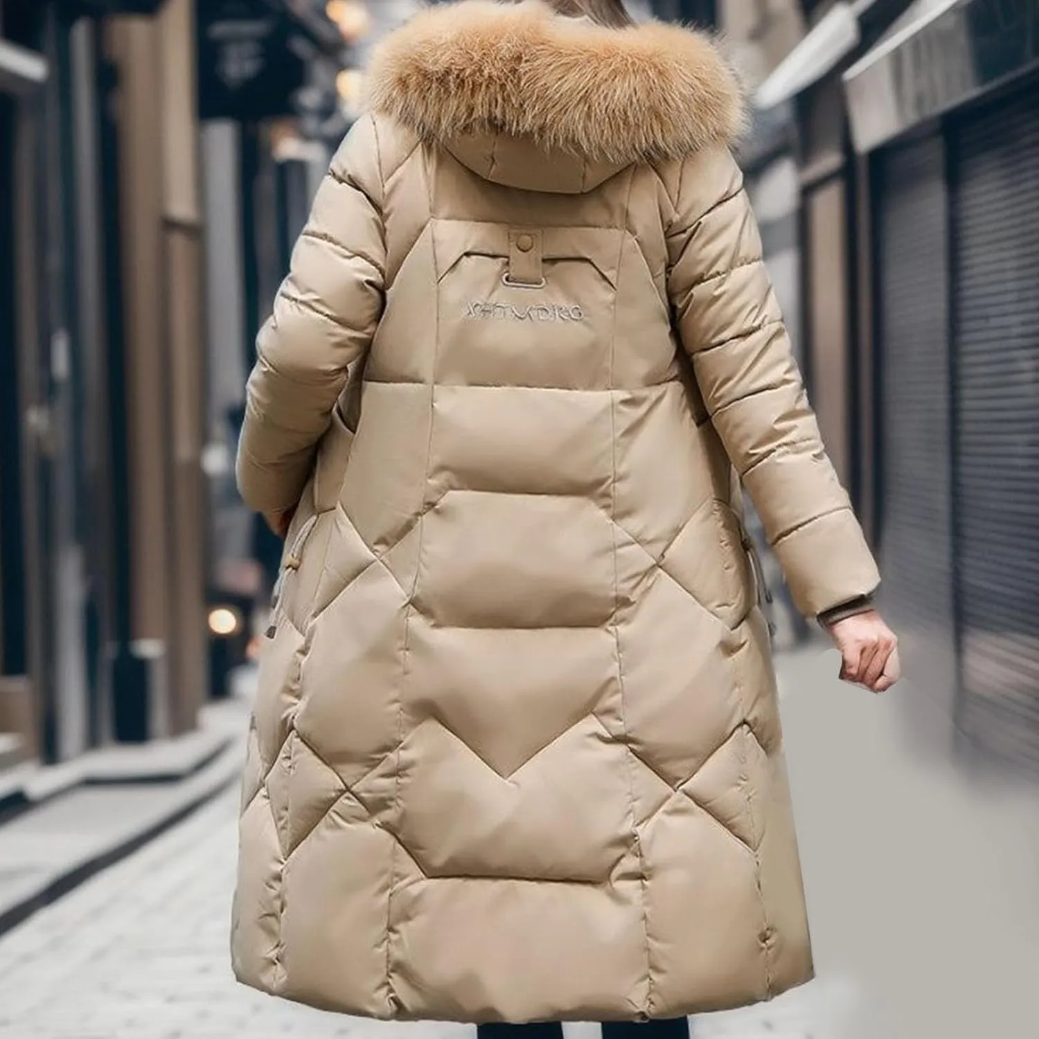 Women's Winter Coats with Fur Hood Puffer Down Jackets Parka Long Overcoat Warm Cotton Bread Jacket Quilted Outerwear