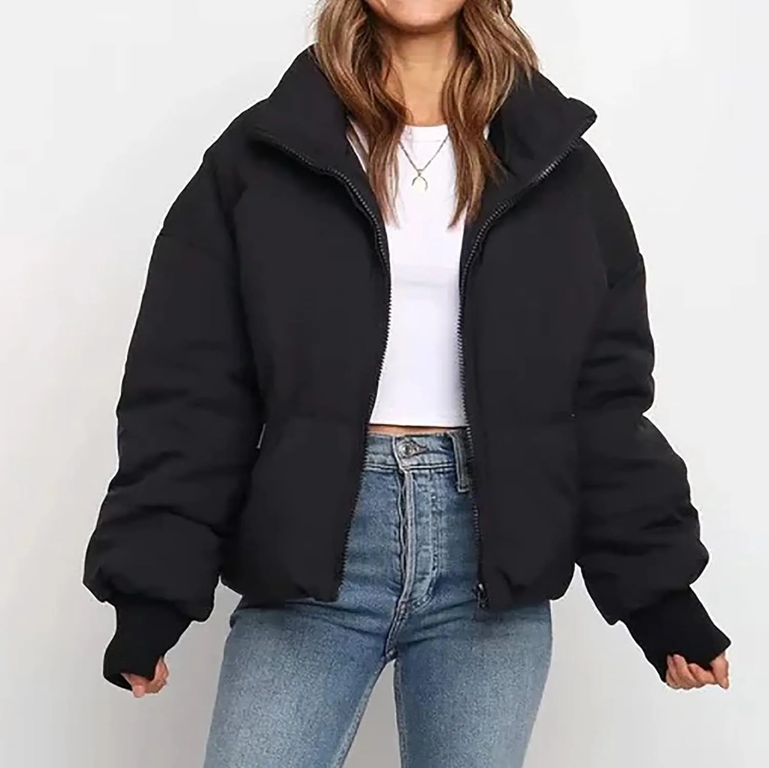 Women's Winter Puffer Coat Thicken Padded Down Jacket Outdoor Shearling Warm Quilted Casual Zipper 2024 Trendy Parka Outwear