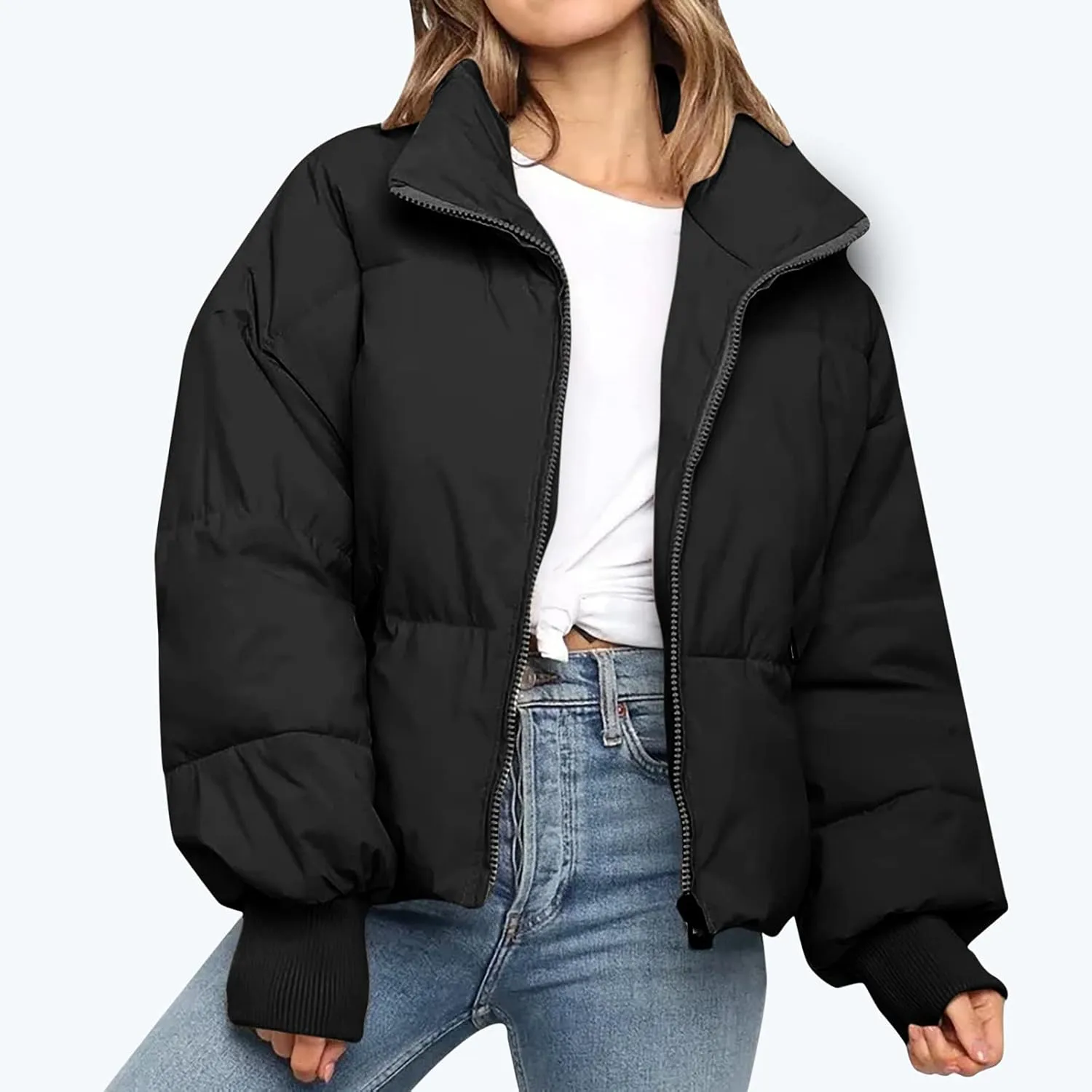 Women's Winter Puffer Coat Thicken Padded Down Jacket Outdoor Shearling Warm Quilted Casual Zipper 2024 Trendy Parka Outwear