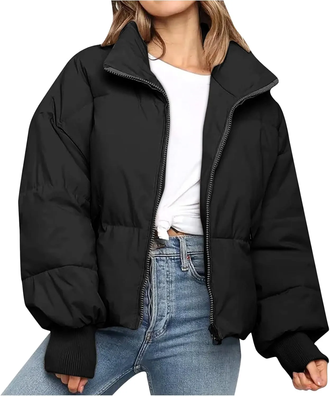 Women's Winter Puffer Coat Thicken Padded Down Jacket Outdoor Shearling Warm Quilted Casual Zipper 2024 Trendy Parka Outwear