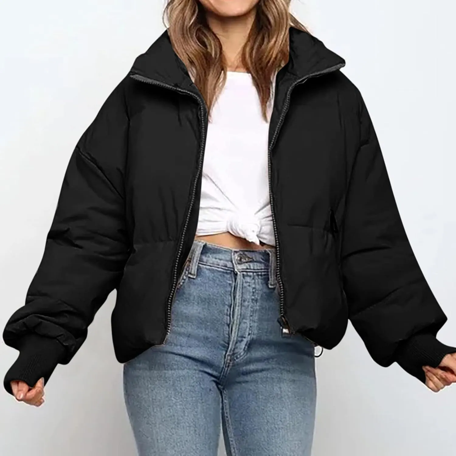 Women's Winter Puffer Coat Thicken Padded Down Jacket Outdoor Shearling Warm Quilted Casual Zipper 2024 Trendy Parka Outwear