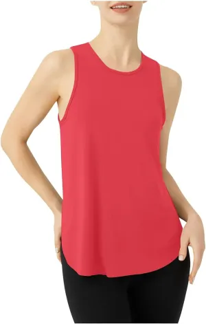Womens Workout Tank Tops Solid Color Sleeveless Athletic Yoga Gym Tank Tops Quick Dry Loose Fit Sports Shirts