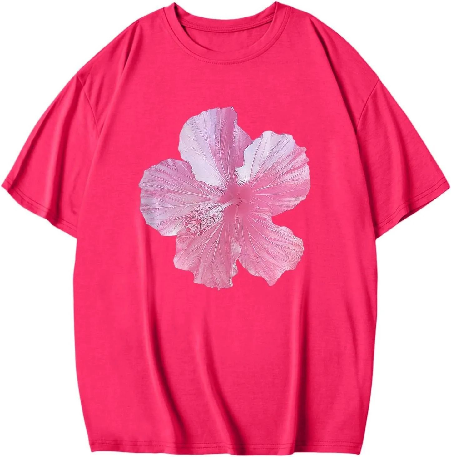 Y2k Shirts for Women Shorts Sleeve Oversized Pink Graphic Tshirt Crewneck Preppy Clothes for Teen Girls