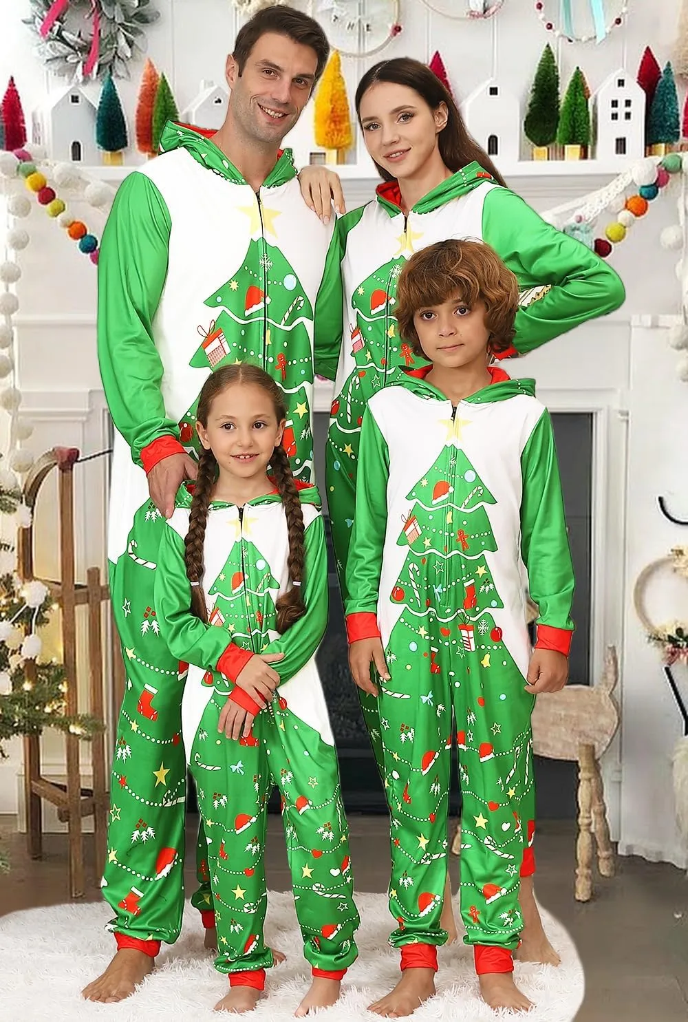 YEAXLUD Matching Christmas Pajamas for Family Couples Womens Sleepwear Mens Xmas One Piece Pjs Onesie Adult Costume