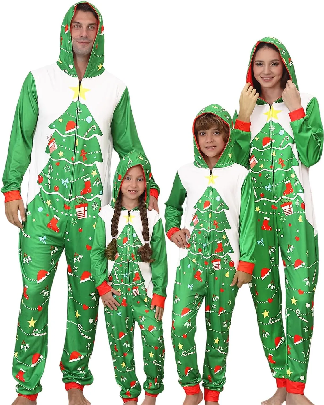 YEAXLUD Matching Christmas Pajamas for Family Couples Womens Sleepwear Mens Xmas One Piece Pjs Onesie Adult Costume