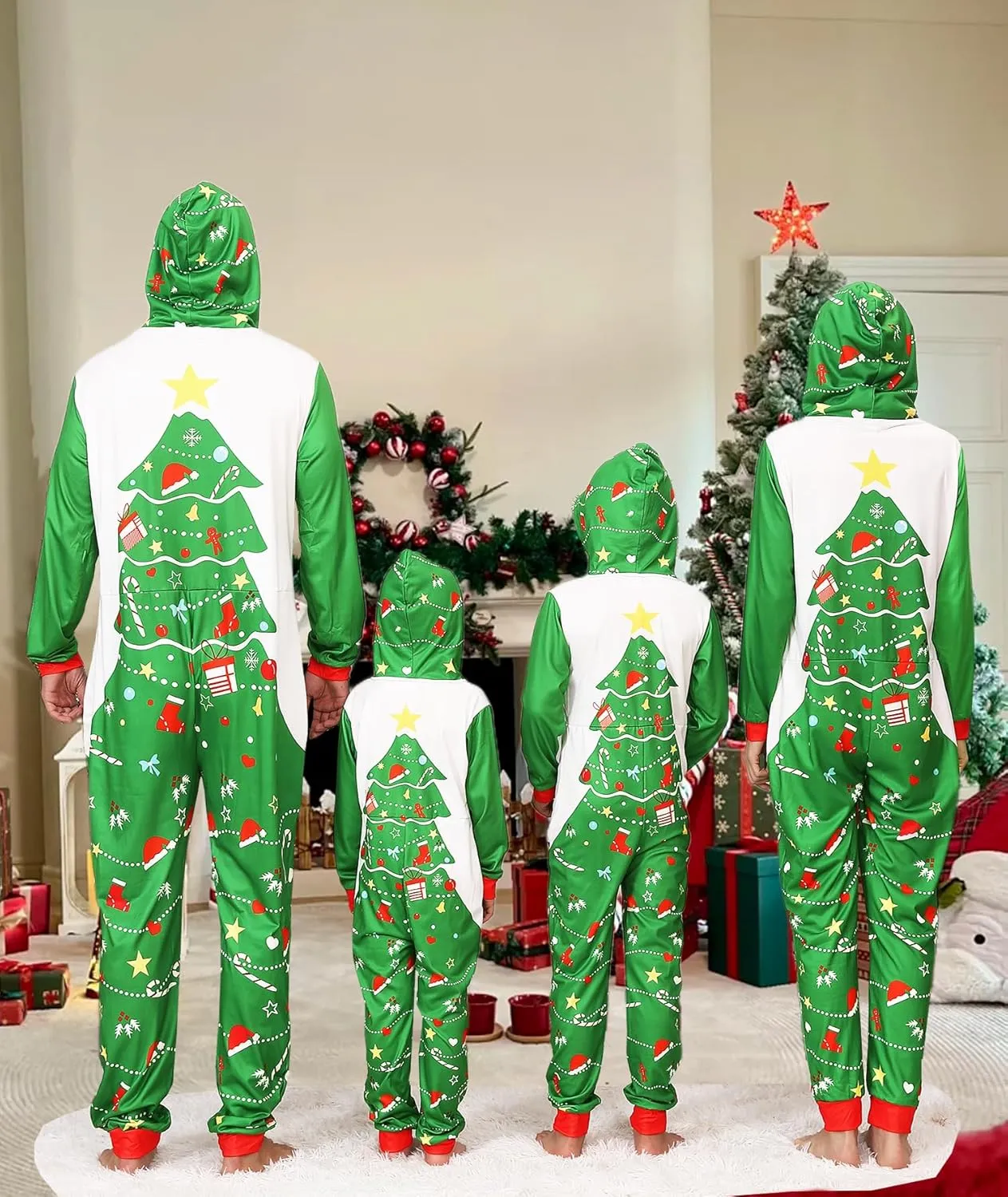 YEAXLUD Matching Christmas Pajamas for Family Couples Womens Sleepwear Mens Xmas One Piece Pjs Onesie Adult Costume