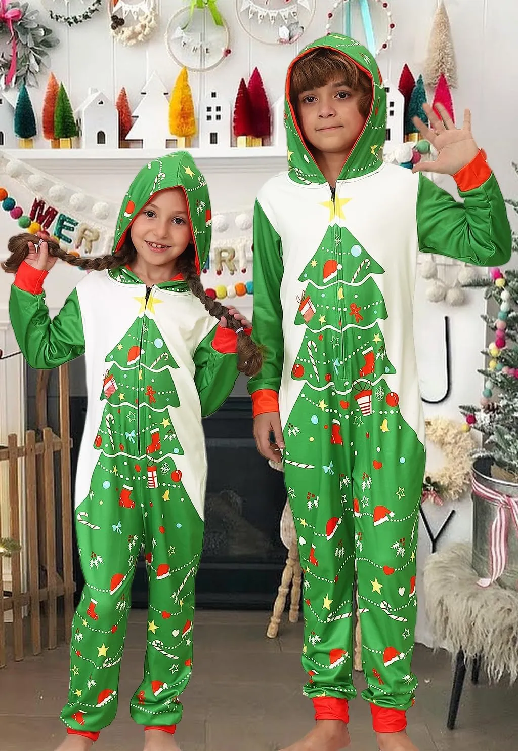 YEAXLUD Matching Christmas Pajamas for Family Couples Womens Sleepwear Mens Xmas One Piece Pjs Onesie Adult Costume