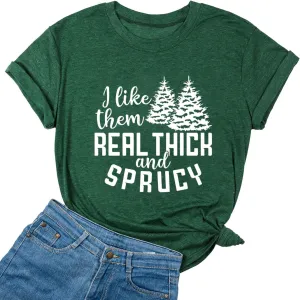 Ykomow Christmas Trees Shirt Womens Holiday Pine Tree Xmas Graphic Tees Christmas Family Shirt
