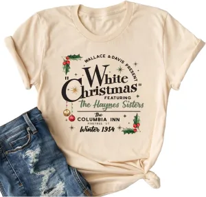 Ykomow Christmas Trees Shirt Womens Holiday Pine Tree Xmas Graphic Tees Christmas Family Shirt